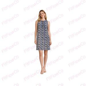 Michael Kors Sleeveless Floral Shift Dress Navy/Blue Print Size S (EUC)